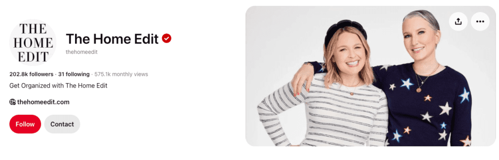 The Home Edit founders smiling, promoting their organization and lifestyle brand on Pinterest.