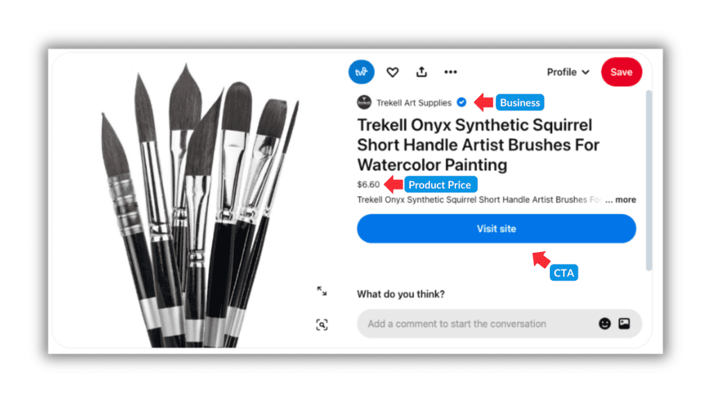 Pinterest pin showcasing a set of Trekel Onyx Synthetic Squirrel Short Handle Artist Brushes for watercolor painting.