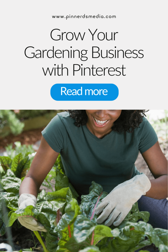 A smiling gardener wearing gloves tending to lush green plants, showcasing a thriving gardening scene.